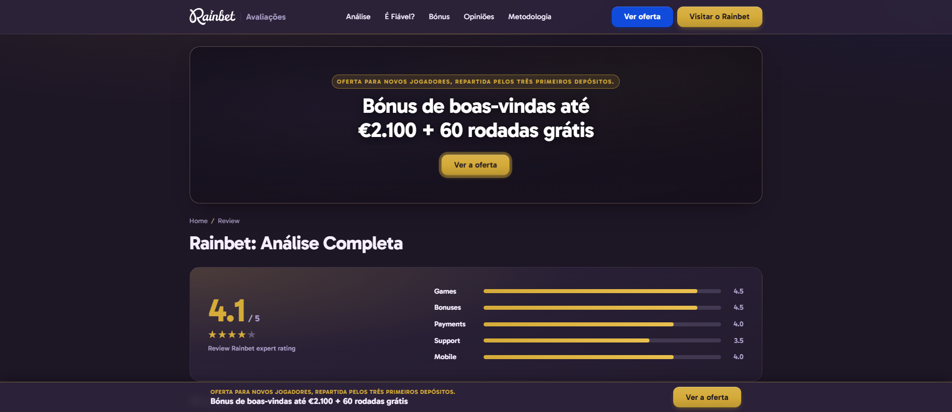 Stored capture of review-rainbet.com
