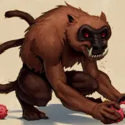 Hog monkey opening a lychee nut