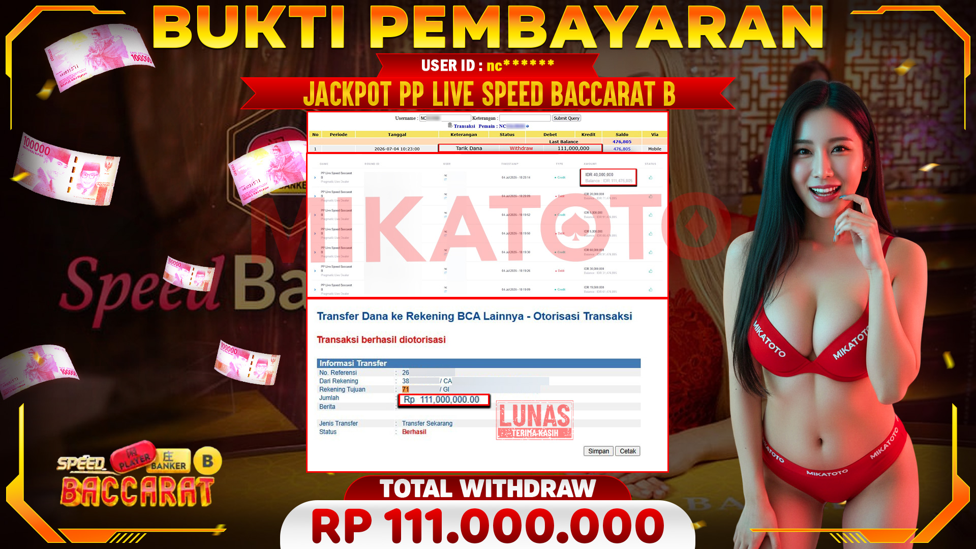 🏆 SELAMAT KEPADA PEMENANG JACKPOT DI PP Live Speed Baccarat B - Pragmatic Live Dealer 111,000,000🏆