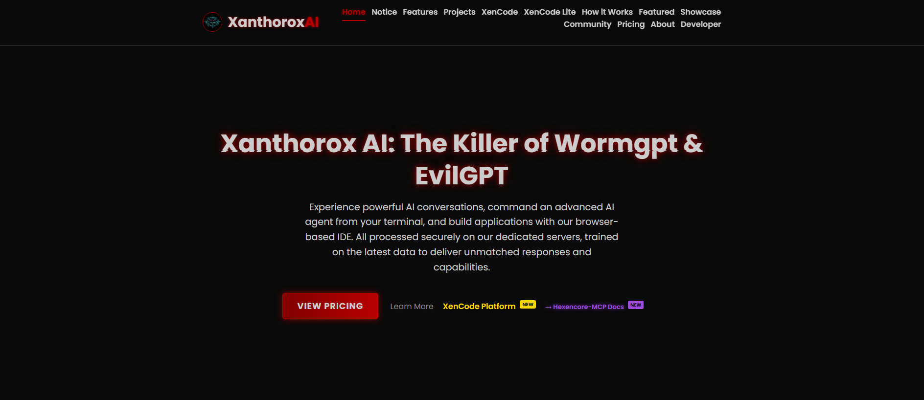 Forensic screenshot of xanthorox.ai showing the phishing page layout
