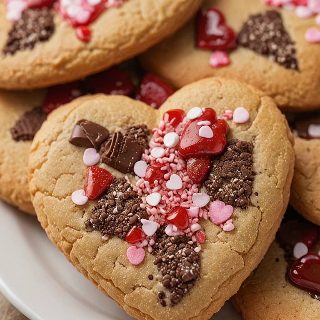 Heart-Shaped Cookie with Chocolate Chips