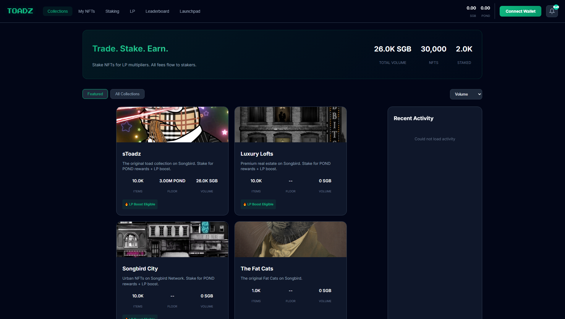 Stored screenshot of toadzstake.com