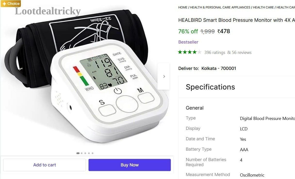 Blood Pressure Monitor  – Just ₹478 | Loot Lo