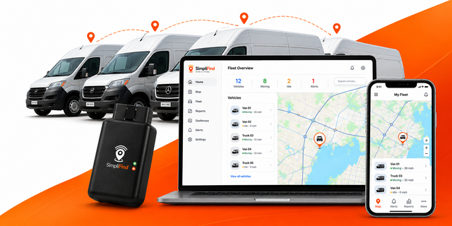 SimpliFind fleet tracking on web and mobile