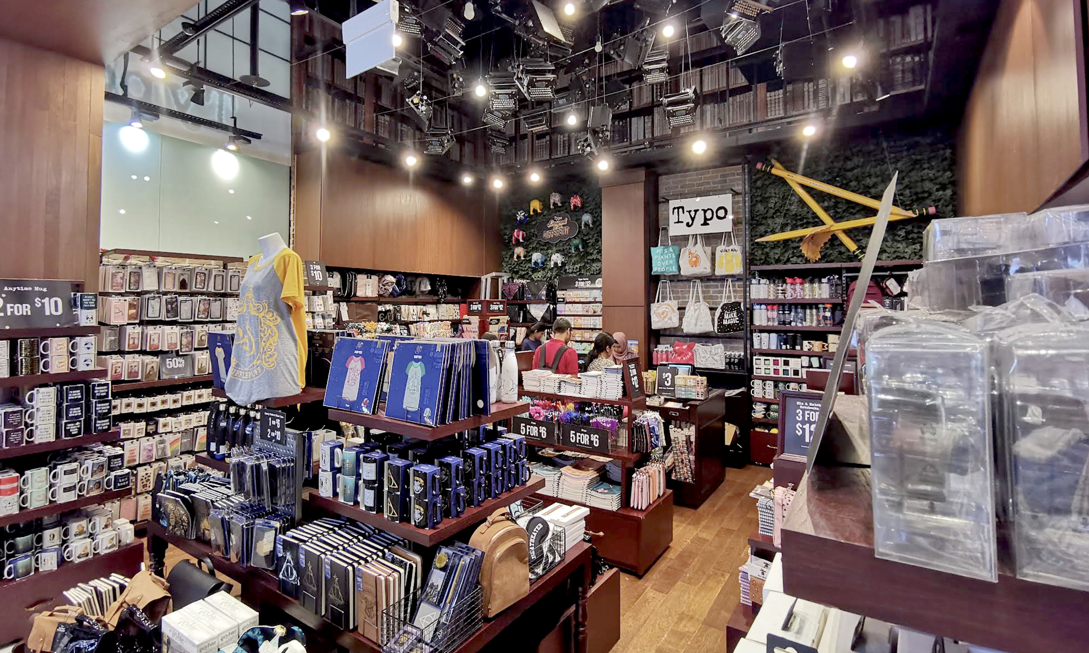 Notebooks and stationery display at Typo