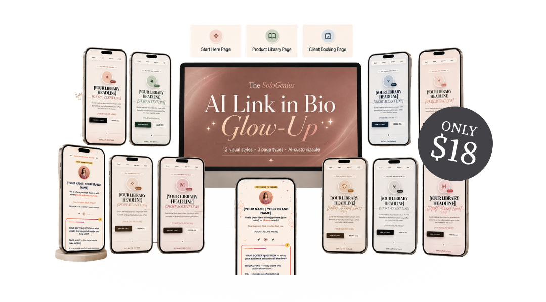 AI Link in Bio Glow Up mockup