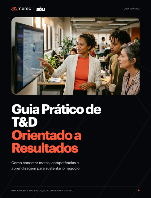 Capa do Guia Prático de T&D Orientado a Resultados, uma parceria entre a SOU Educação Corporativa e a Mereo