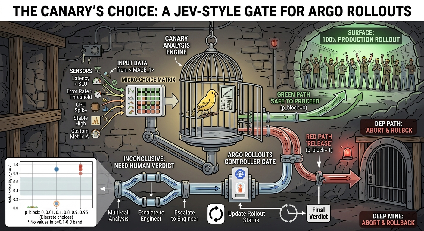Ten Answers, One Canary: A Jev-Style Gate for Argo Rollouts