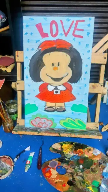 Pintura al óleo de Mafalda por Myriam Gutierrez