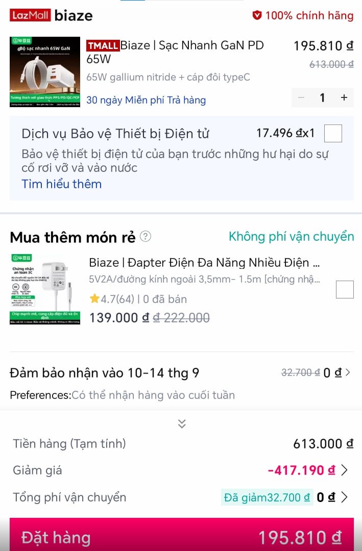 Biaze | Sạc Nhanh GaN PD 65W