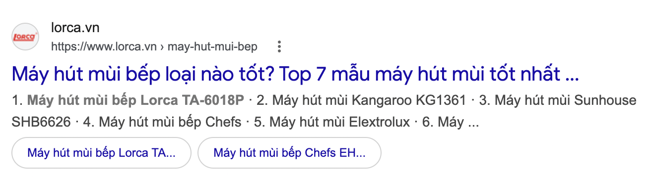 Kết quả Google cần bấm vào