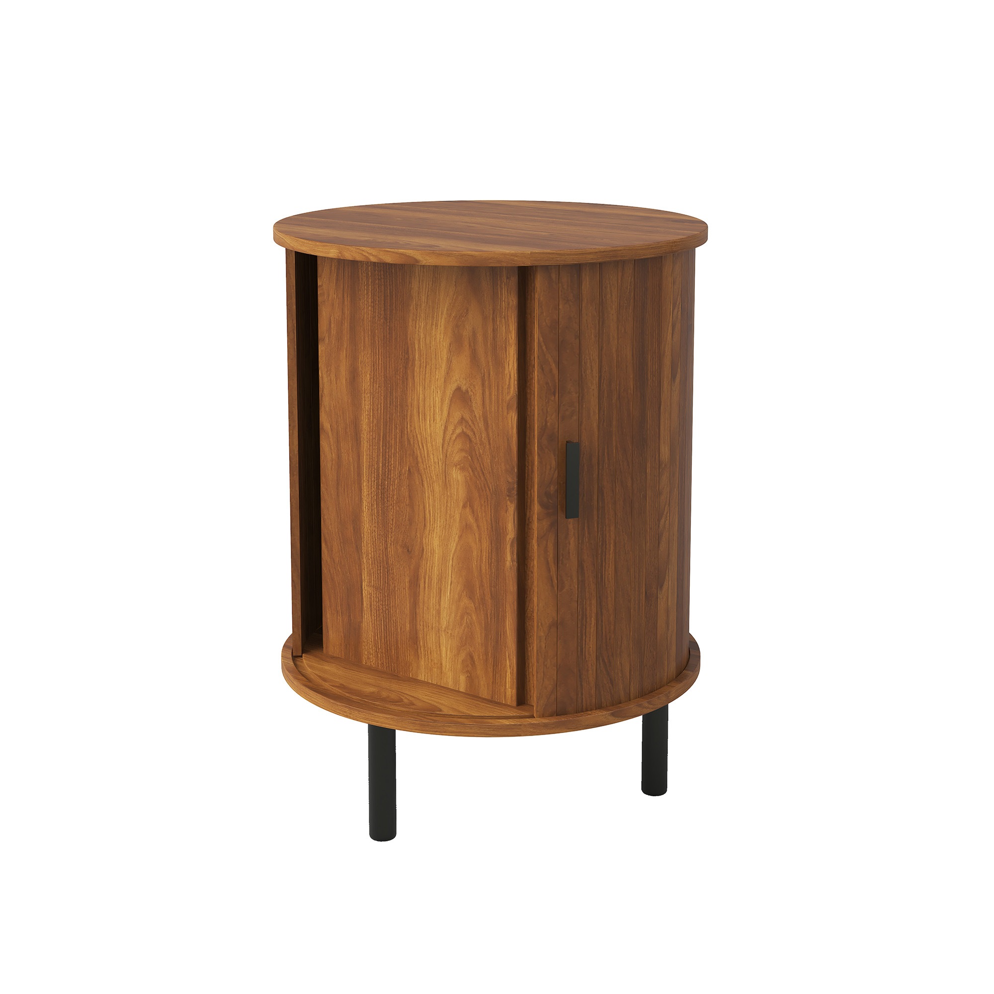 Table Basse Noyer, Rangement, Portes Coulissantes, Angles Arrondis, Structure Robuste, Entretien Facile - 48x48x65cm - Salon 6