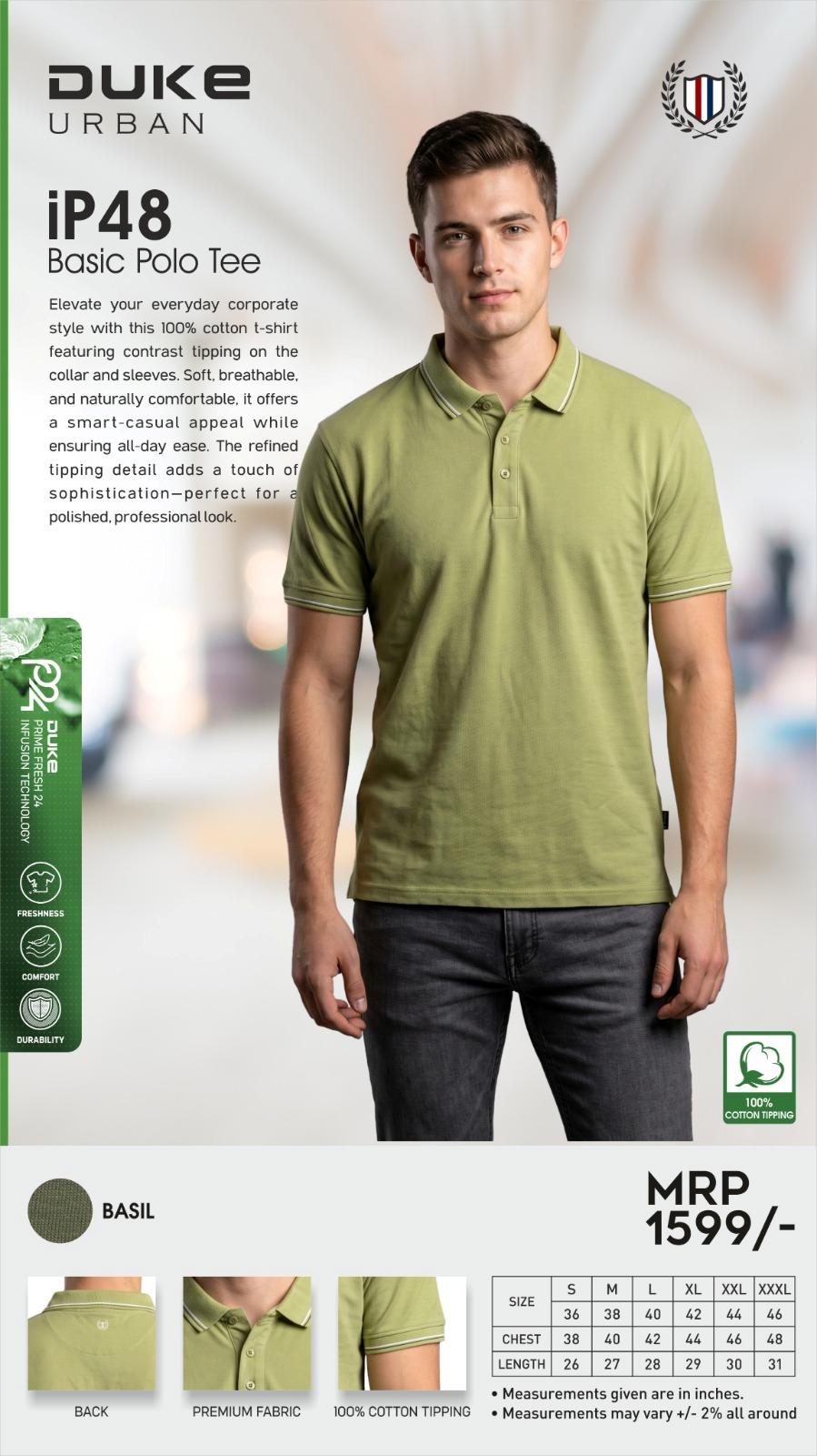 Duke iP48 Basic Polo Tee - Basil