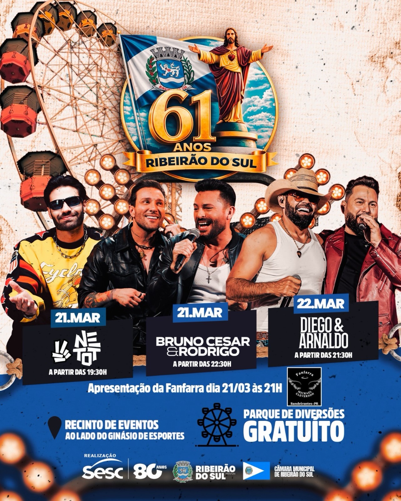 Ribeirão do Sul celebra 61 anos com shows, parque de diversões e encontro de carros antigos - Imagem 1