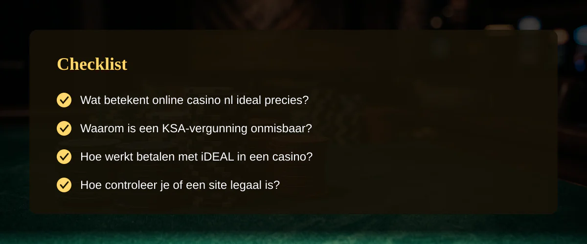 Online casino nl ideal: zo pak je het veilig aan — Checklist