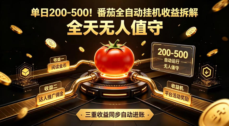 单日200-500!番茄全自动挂G收益拆解,全天无人值守,矩阵操作收益翻倍【揭秘】-网创指引人
