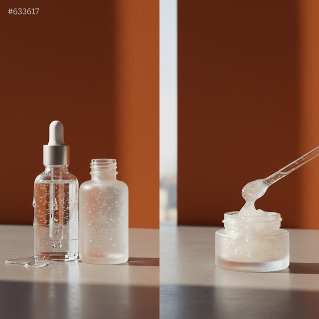 Glycerin droplet hydrating smooth skin in a clinical skincare macro