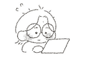 Drawing of me frantically working on a laptop