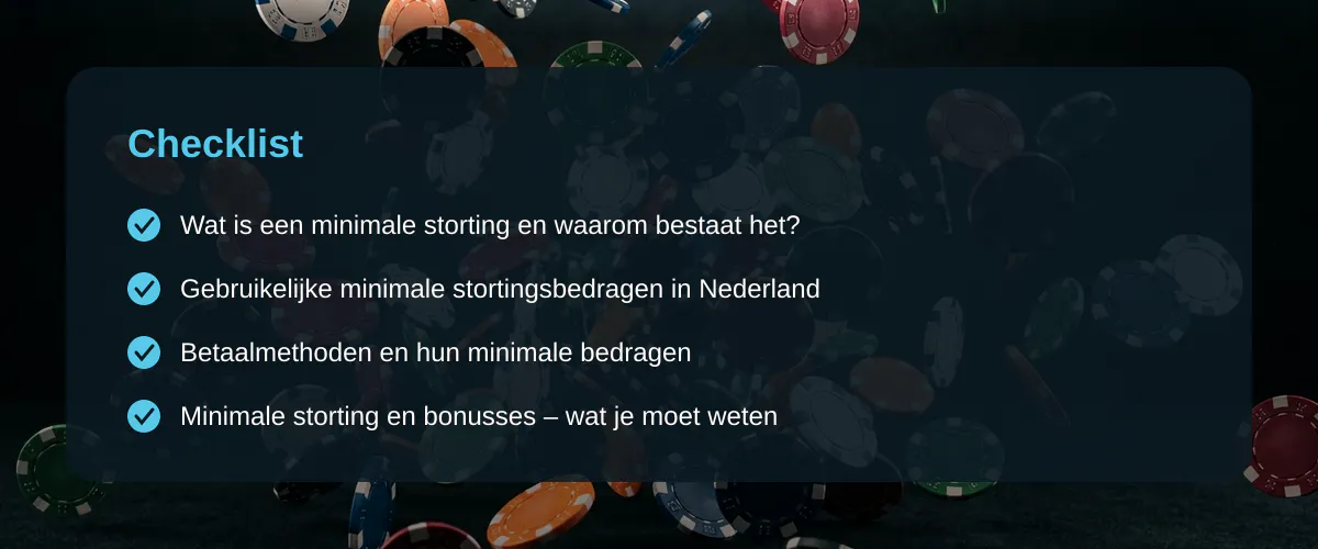 Minimale storting casino: alles wat je moet weten — Checklist
