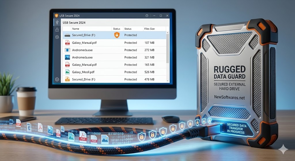 External drive support for portable USB vault folder protection