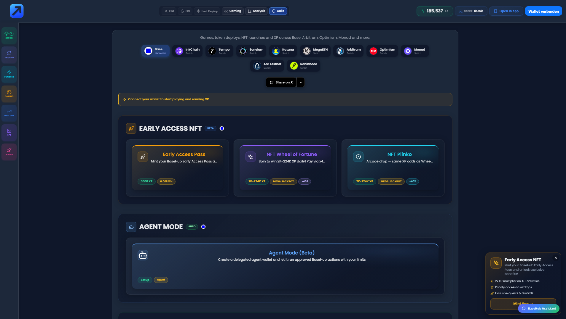 Forensic screenshot of basehub-bond.xyz showing the phishing page layout
