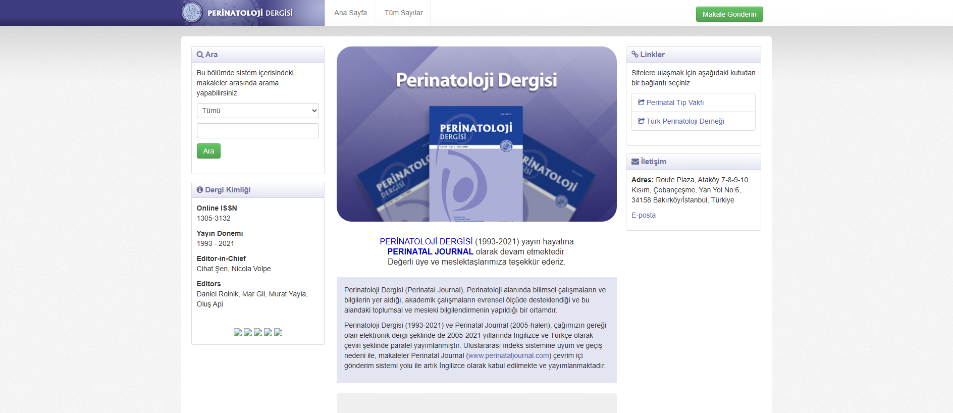 Stored capture of perinataldergi.com
