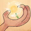 A medieval art styled red dragon hand holding a dandelion puff A medieval art styled red dragon hand holding a dandelion puff