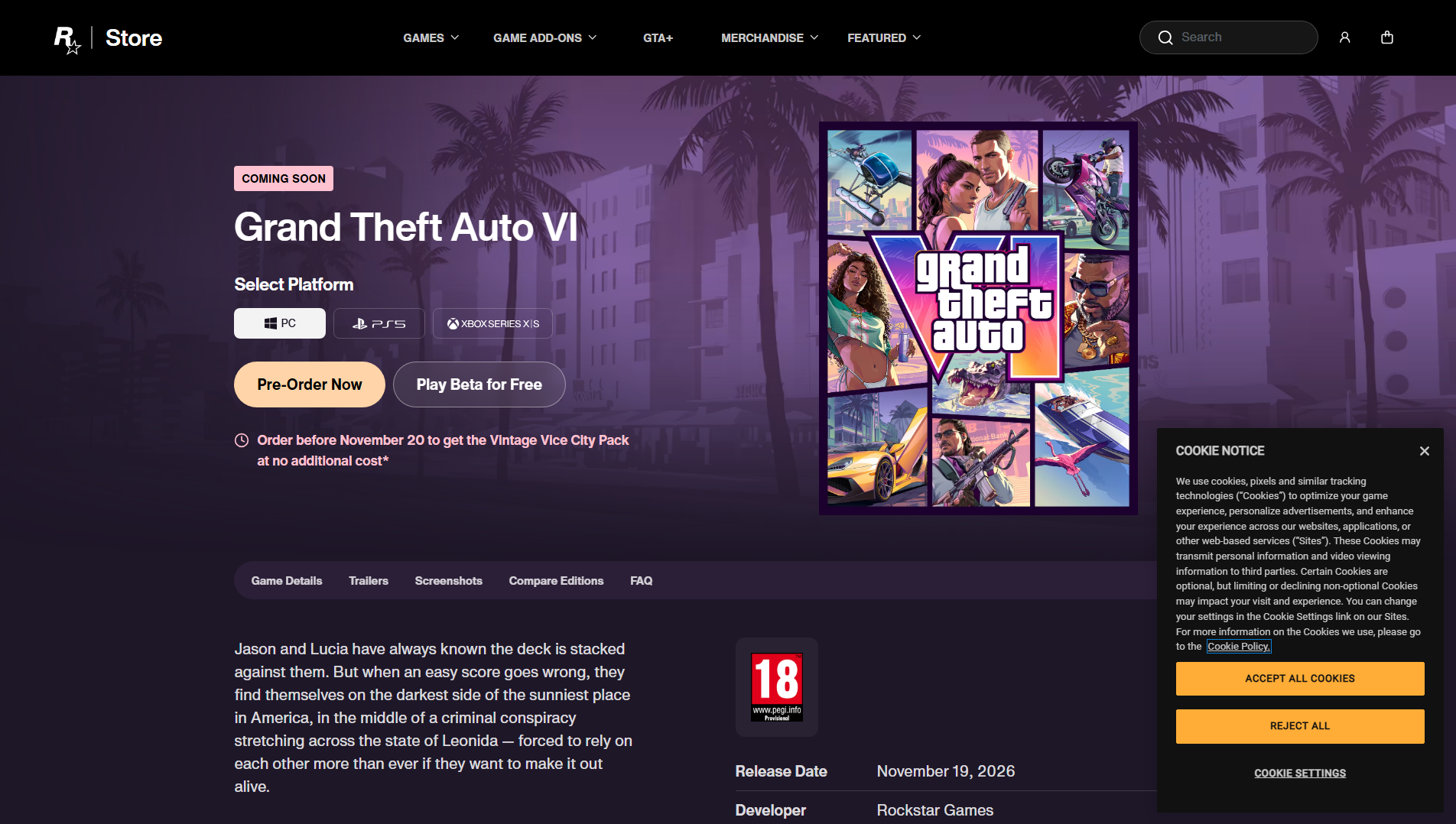 Stored capture of store-rockstar-games.com