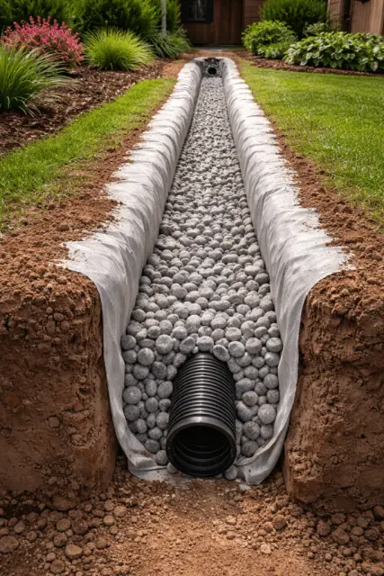 basement waterproofing drainage system installed Sudbury Ontario