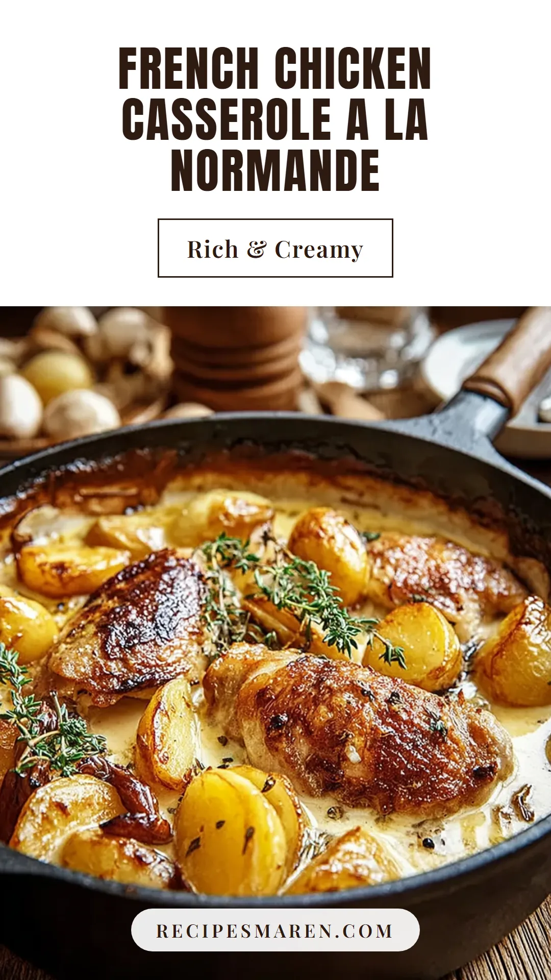 Indulge in this creamy French chicken casserole a la Normande that brings the flavors of Normandy right to your table. Packed with tender chicken, earthy mushrooms, and a luscious sauce, this dish is not only delicious but also easy to prepare. Perfect for cozy family dinners or entertaining guests, it’s sure to impress everyone. Click for the full recipe and discover how to make this delightful meal.