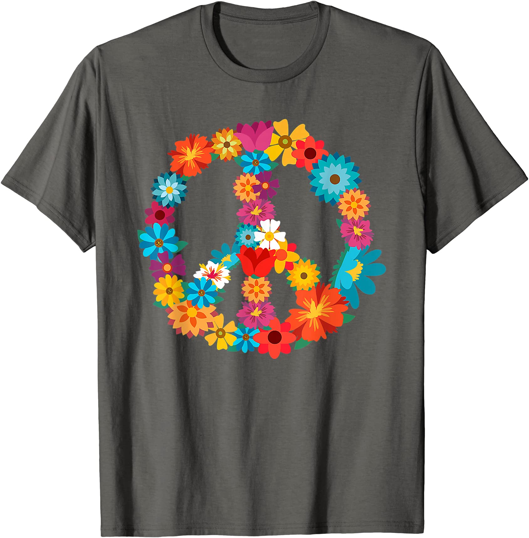 Peace Love 60’s 70’s Hippie Costume Colorful Flowers Unisex T-Shirt