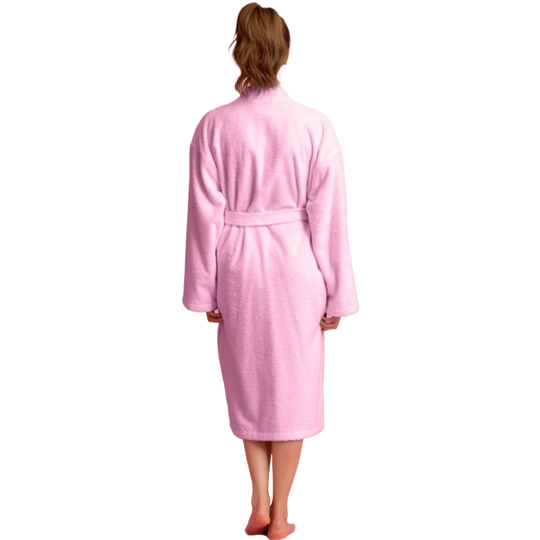 Women's 100% Cotton Terry SPA Bathrobe Pink S/M view 5