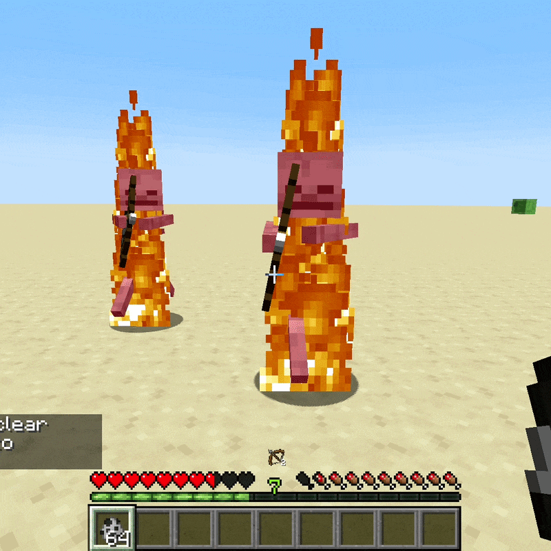 Skeleton encounter demonstrating the animated bow warning