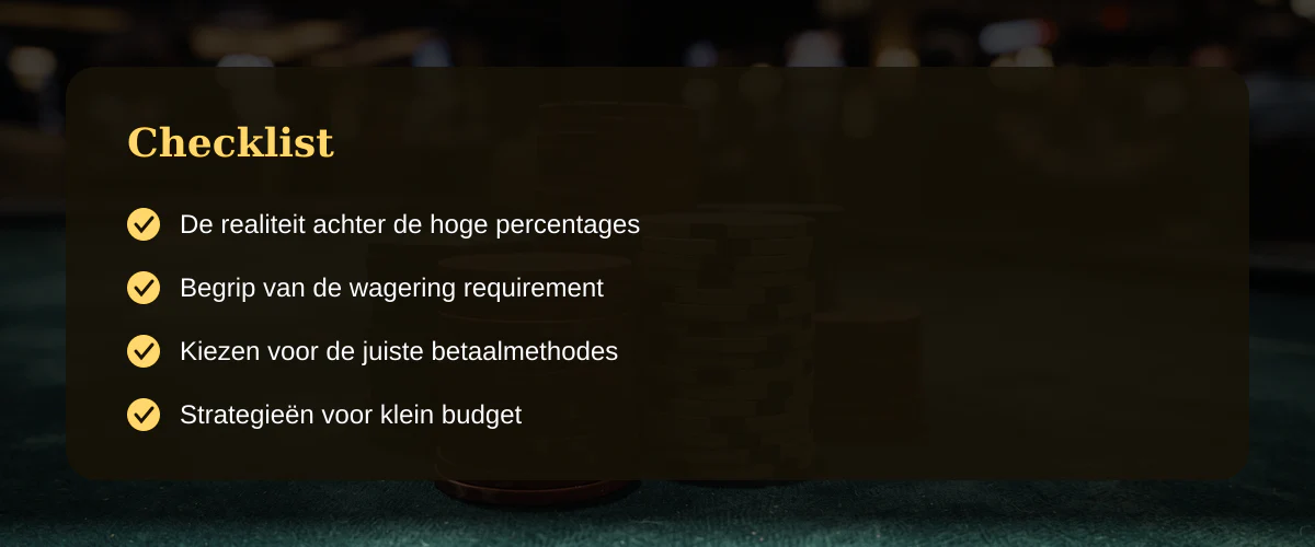 Rek je budget met een welkomstbonus in het legale casino — Checklist