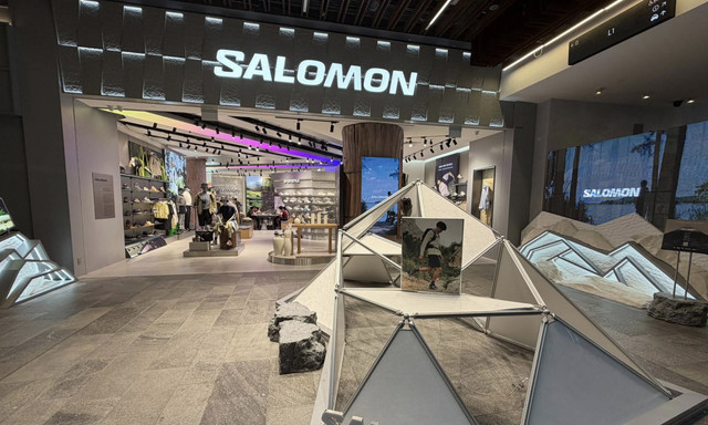 Interior and entrance of Salomon's Orchard Central flagship store in Singapore