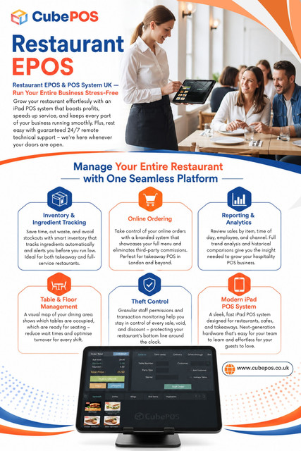 A Restaurant EPOS should make a busy shift feel more manageable, not add another complication for staff. Fast ordering, clear kitchen communication, table management, flexible billing and reliable payments can all remove friction when the pressure is highest.

CubePOS
Phone: +447842892849

Find Us On Google Map: https://maps.app.goo.gl/svVvshHCoCFVMN9ZA

Read Our Blogs:

https://cubepos.wixsite.com/cafeposlondon/
https://cubeposofficial.medium.com/
https://cubepos.mystrikingly.com

More Links:

https://uk.pinterest.com/cubepos
https://issuu.com/cubepos
https://www.behance.net/cubepos