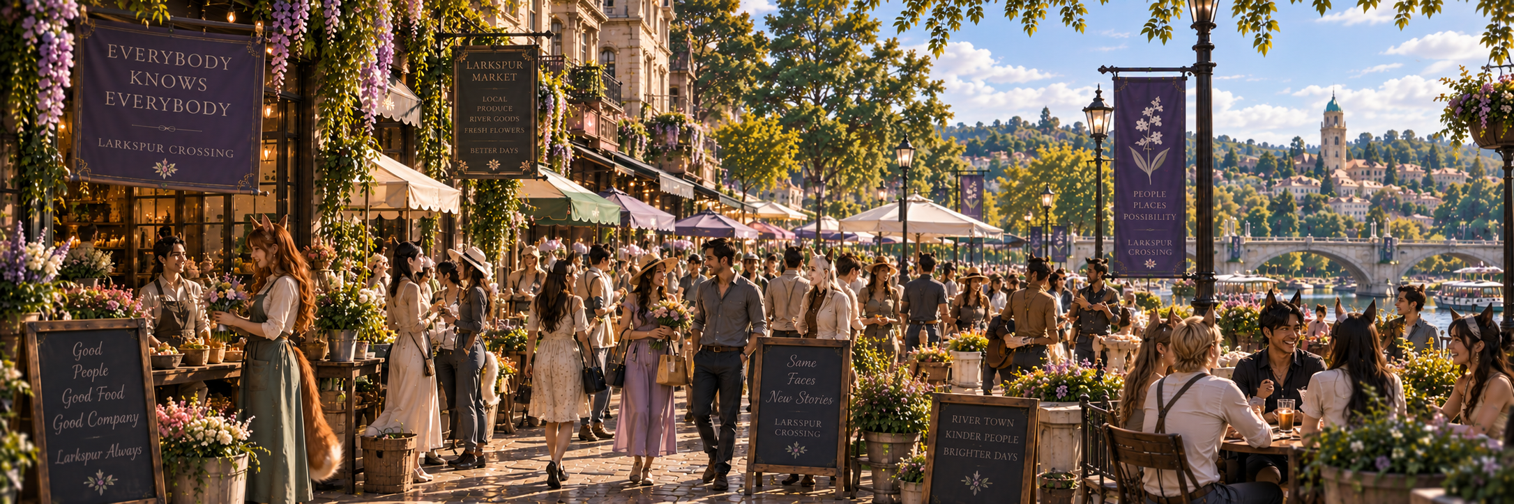 A lively community evening around Flower Bridge in Larkspur Crossing