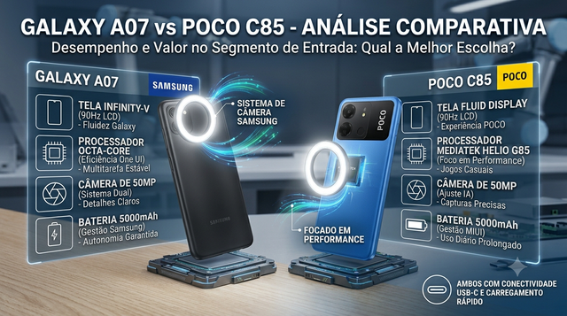 Galaxy A07 ou POCO C85? Qual Celular Vale Mais a Pena Comprar em 2026?