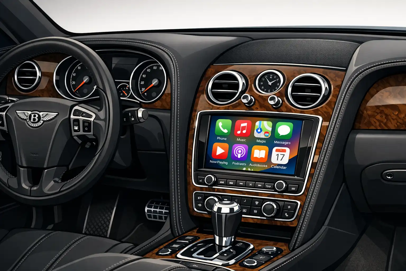 Bentley Flying Spur 2014 modernisée avec CarPlay sur écran d’origine
