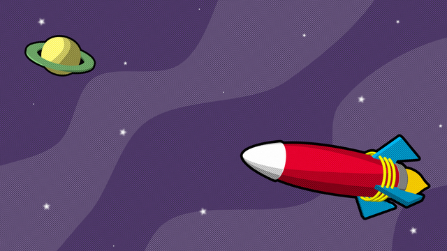 3D Rocket Animation Halftone Frame 54
