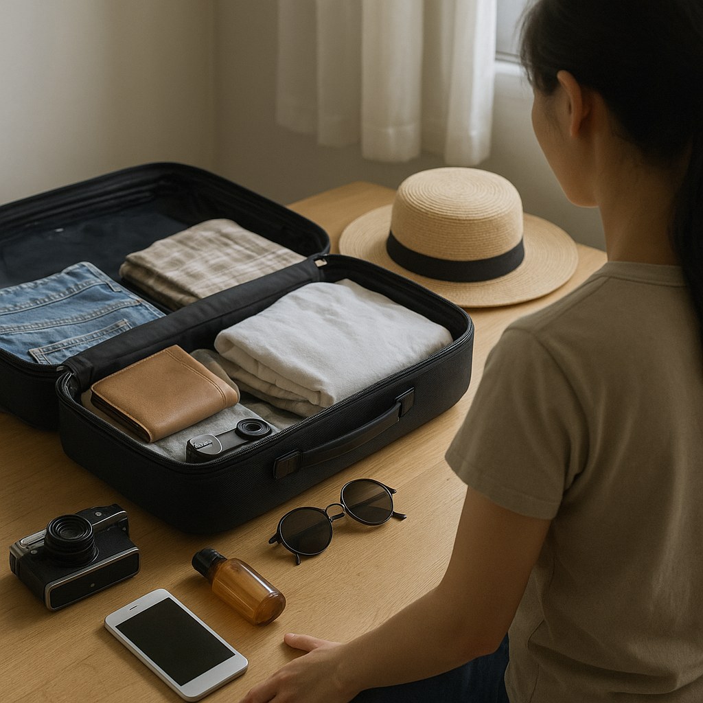 packing suitcase travel essentials