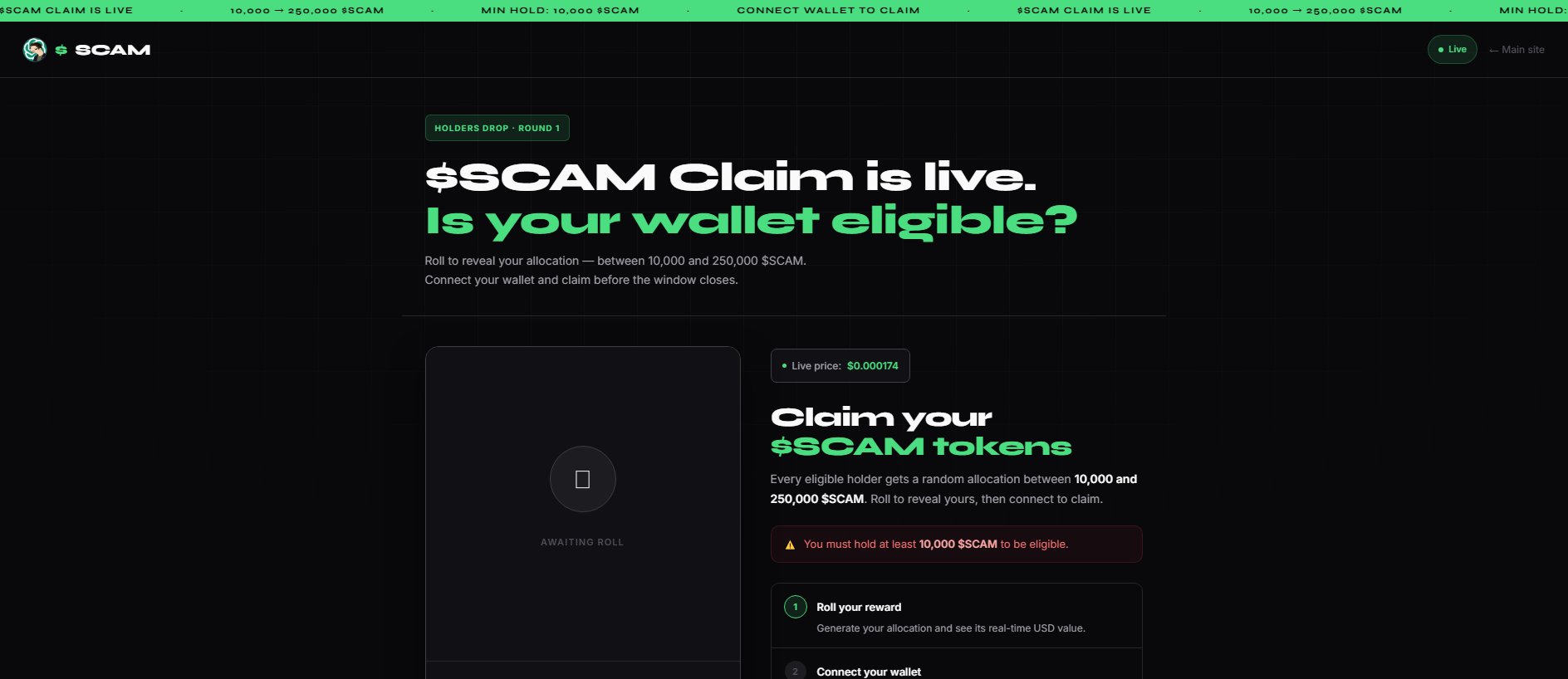 Stored capture of scamaltman.lol
