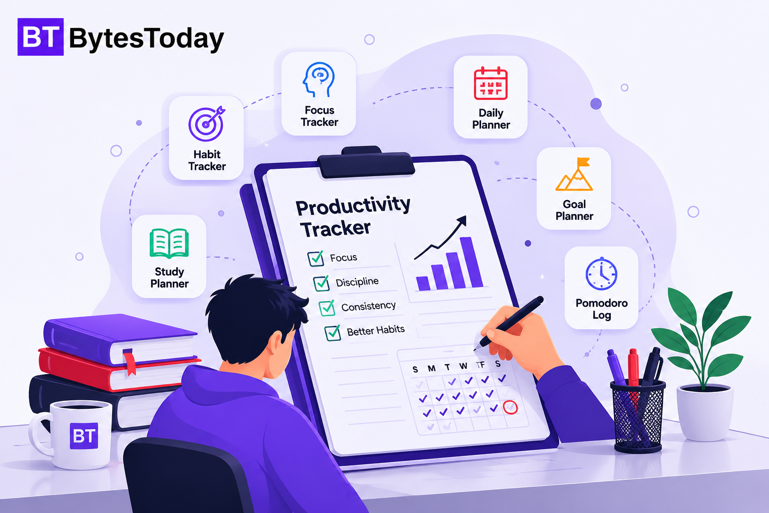 BytesToday Productivity Tracker Studio - Printable Planner Generator