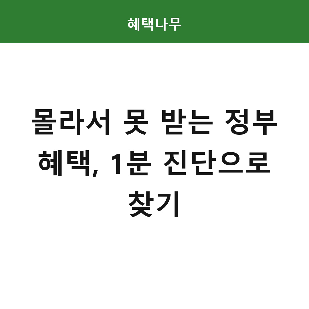 몰라서 못 받는 정부 혜택 1분 진단으로 찾기