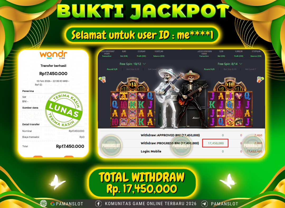 PAMANSLOT JACKPOT Game PG - Wild Bandito Rp.17,450,000- LUNAS