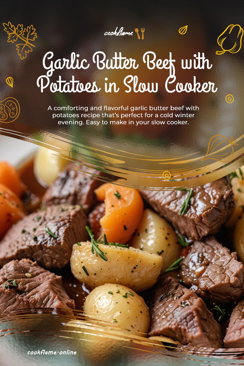 Garlic Butter Beef with Potatoes in Slow Cooker