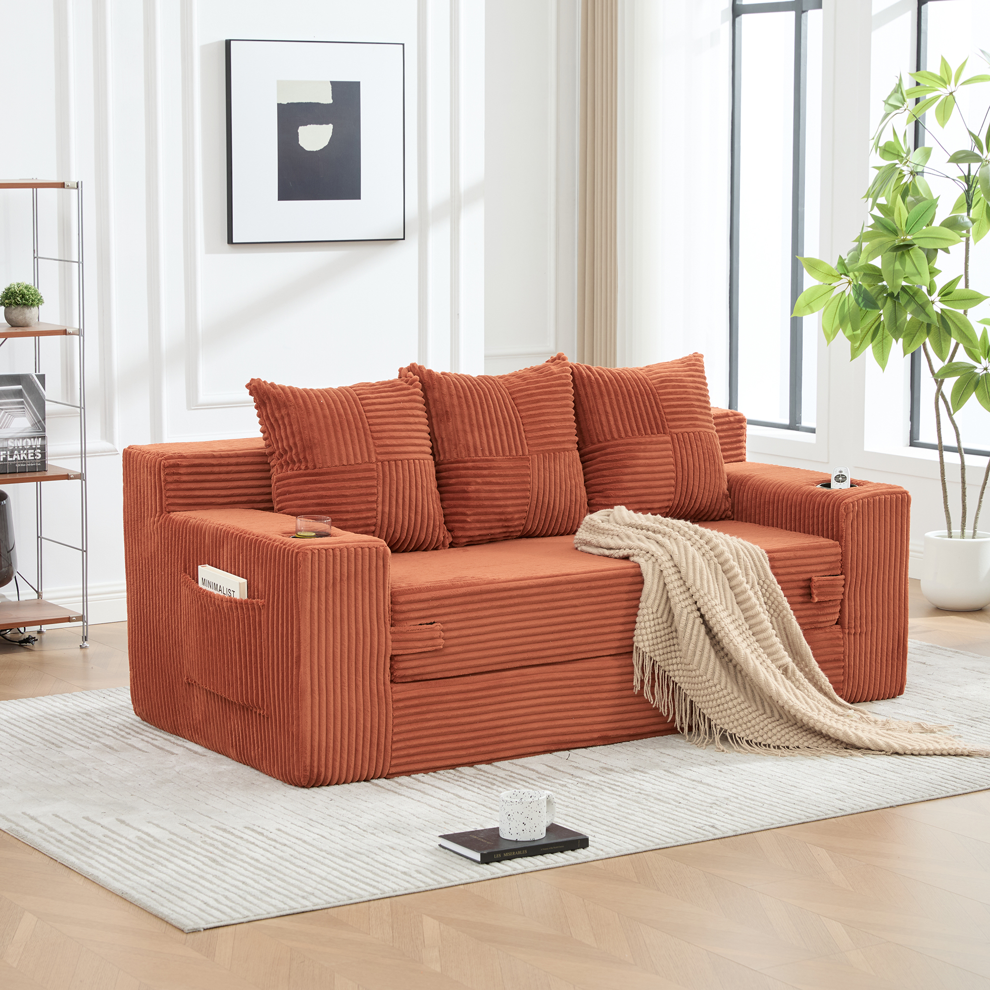 Canapé convertible orange - vue principale