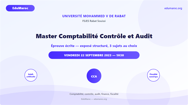 Exemple Concours Master Comptabilité Contrôle et Audit CCA FSJES Souissi 2023-2024