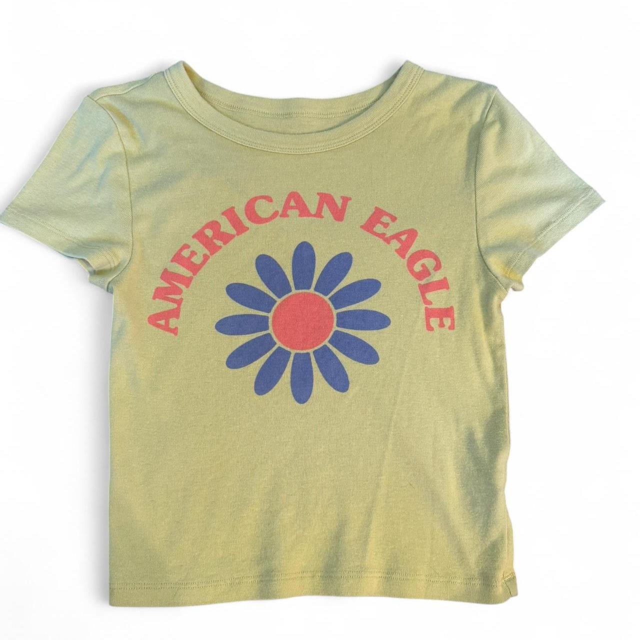 American Eagle Outfitters Women's Green and Yellow Crop-top