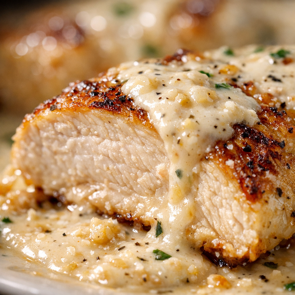 Creamy Chicken with Garlic Cream Sauce Recipe cooking process